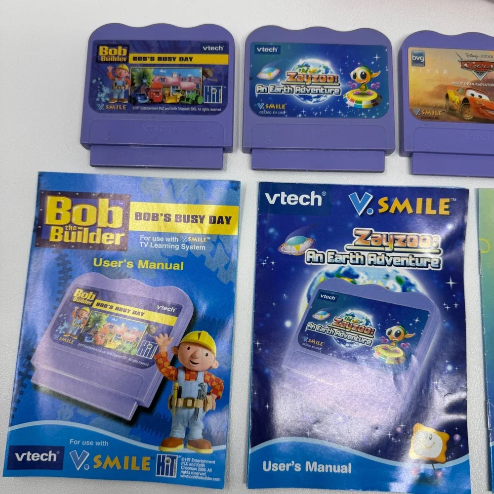 VTech V.Smile Cyber Pocket Pink Handheld Learning System 5 Games Manuals Stylus
